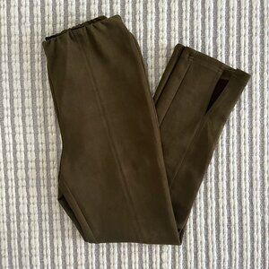 Anthropologie Suede Pant Tailored Olive Green Size M